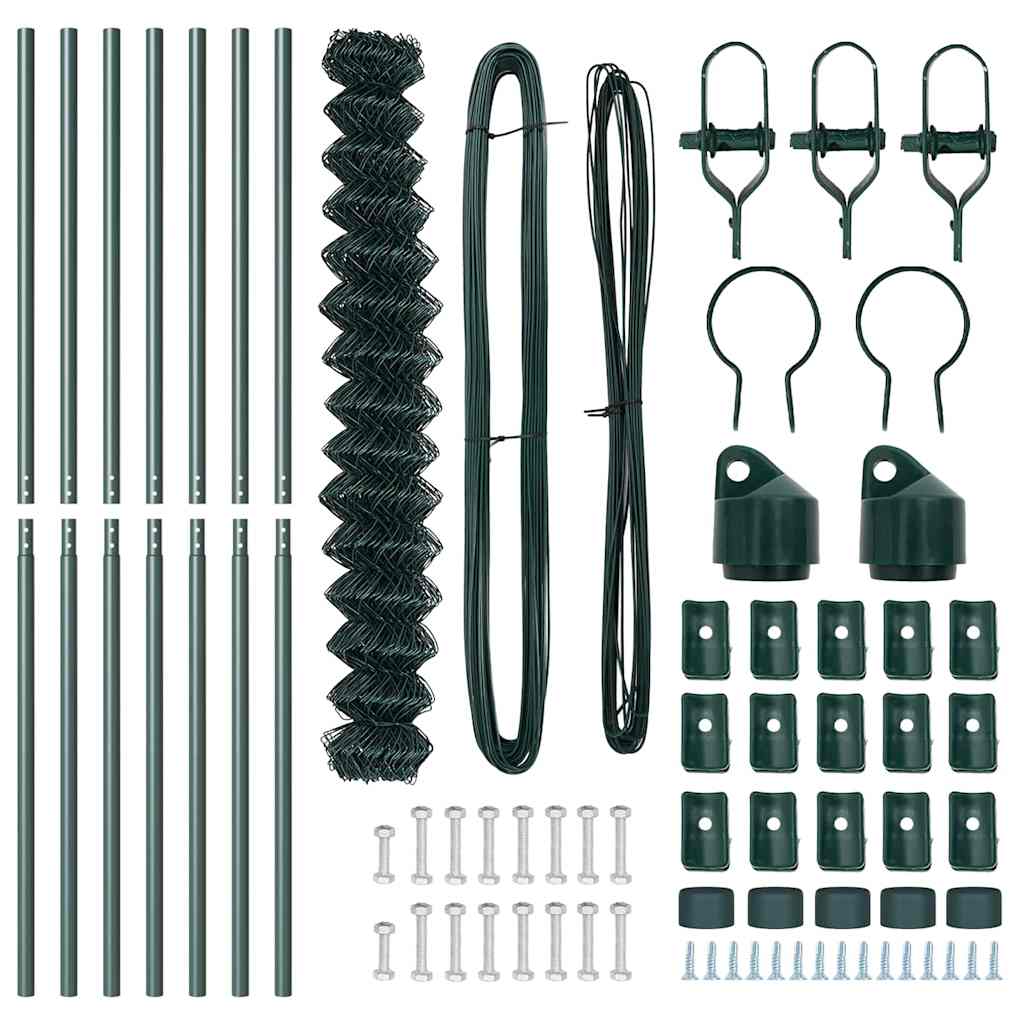 Chain Link Fence with Posts Green 1.6 x 10 m Steel