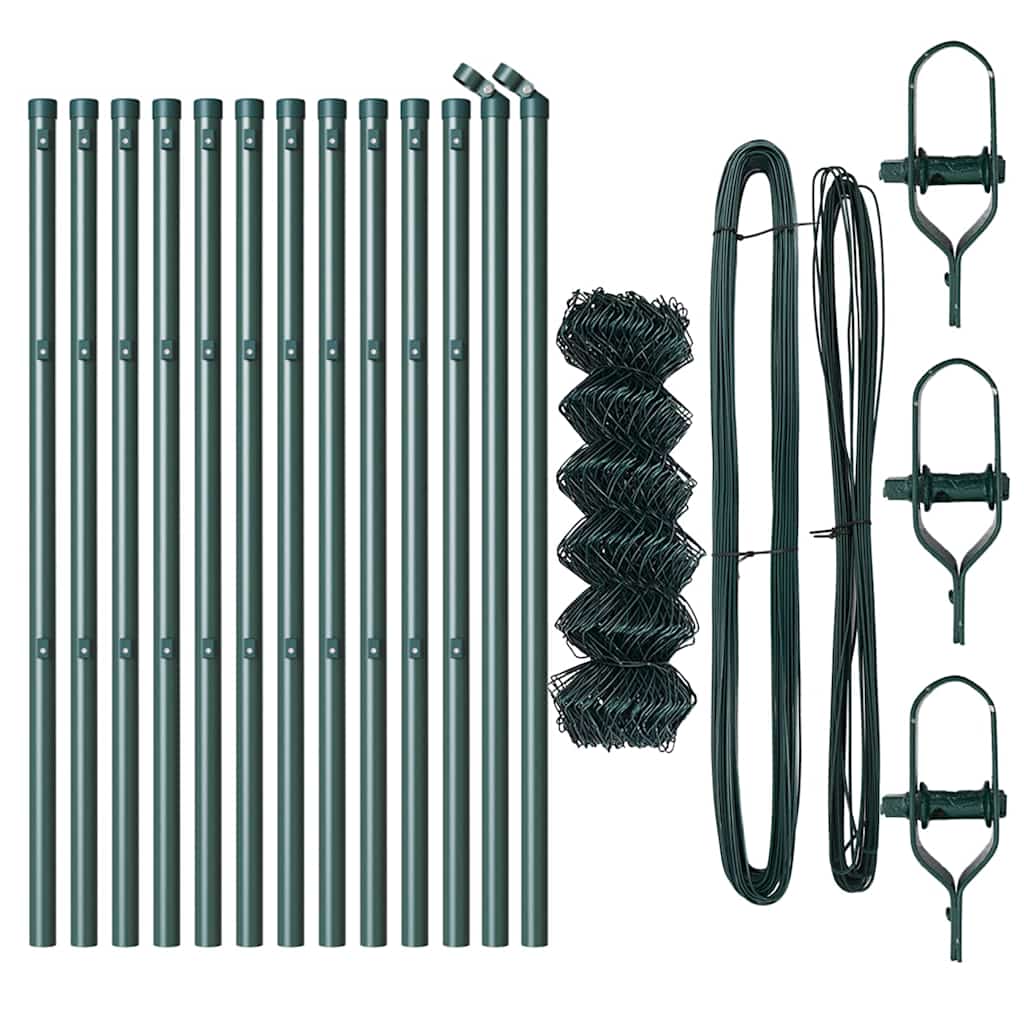 Chain Link Fence with Posts Green 0.4 x 25 m Steel