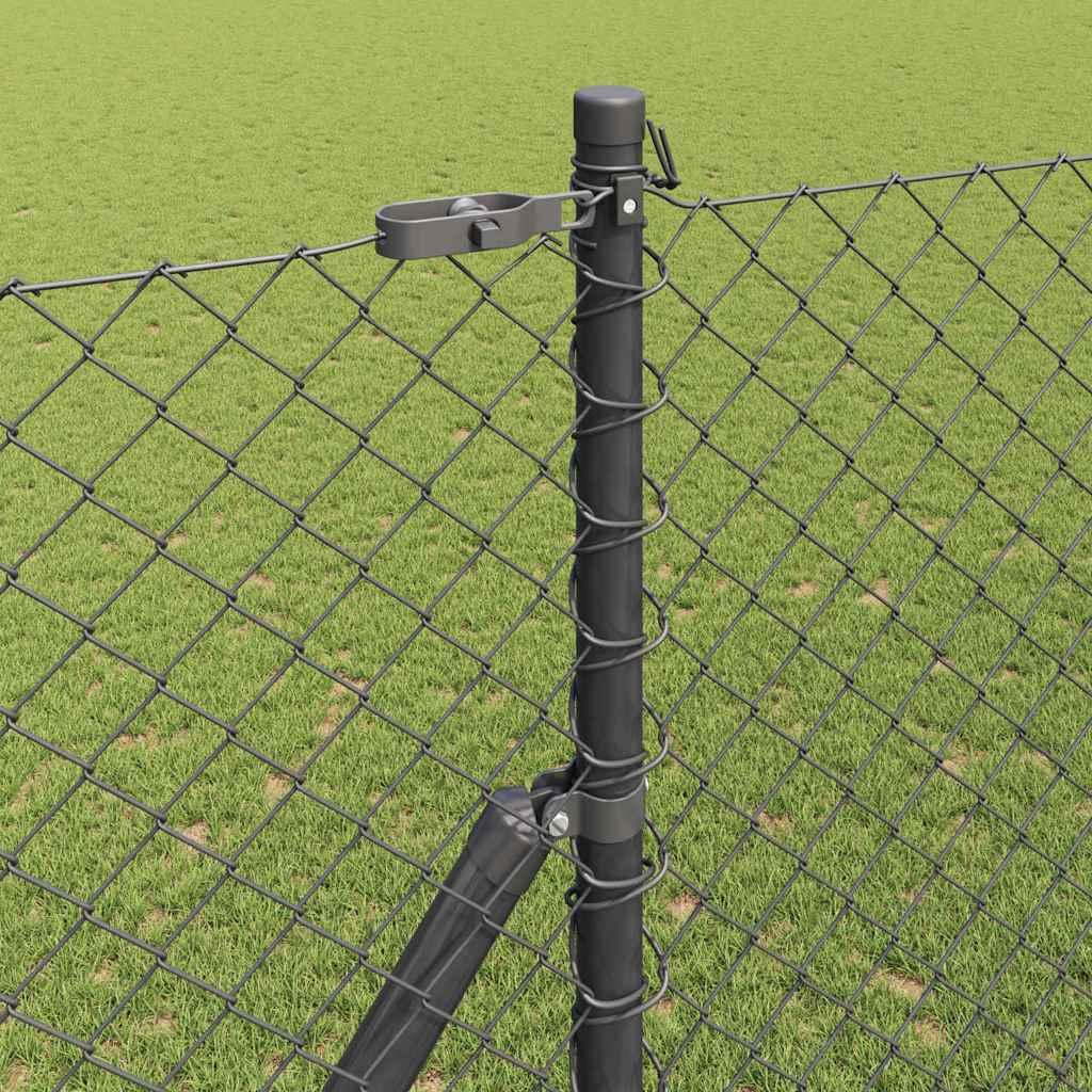 Chain Link Fence with Posts Grey 1.5 x 10 m Steel