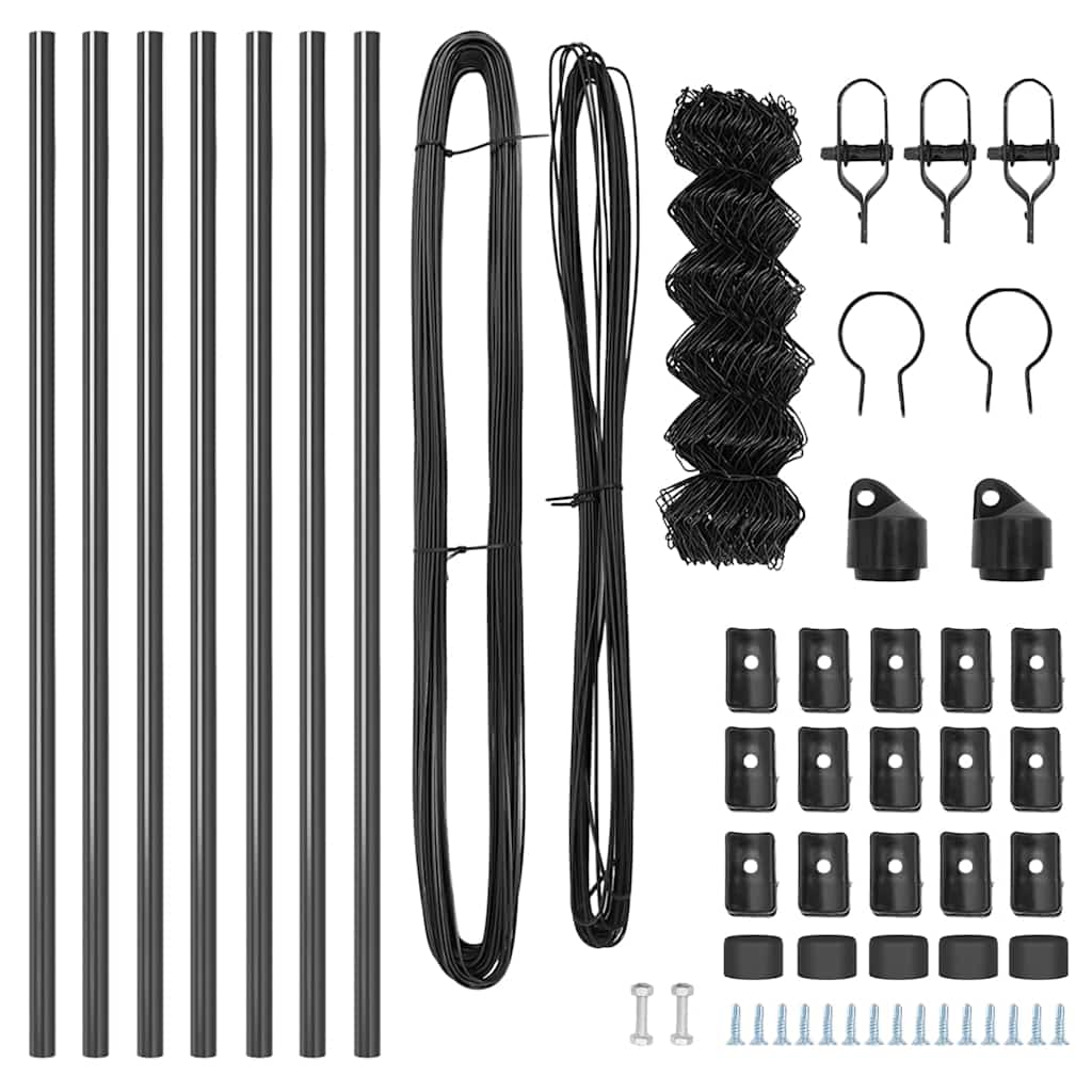 Chain Link Fence with Posts Grey 0.6 x 10 m Steel