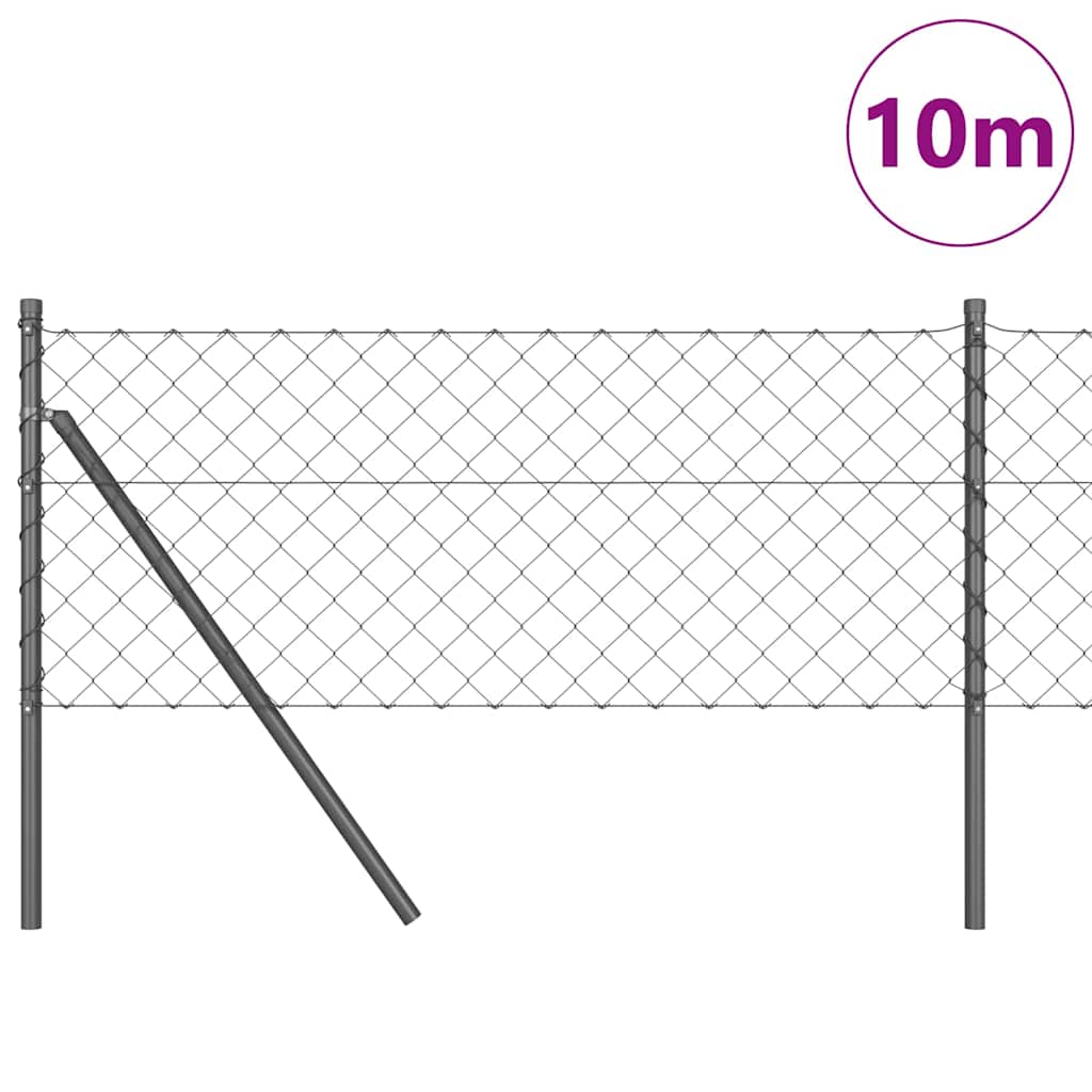 Chain Link Fence with Posts Grey 0.6 x 10 m Steel