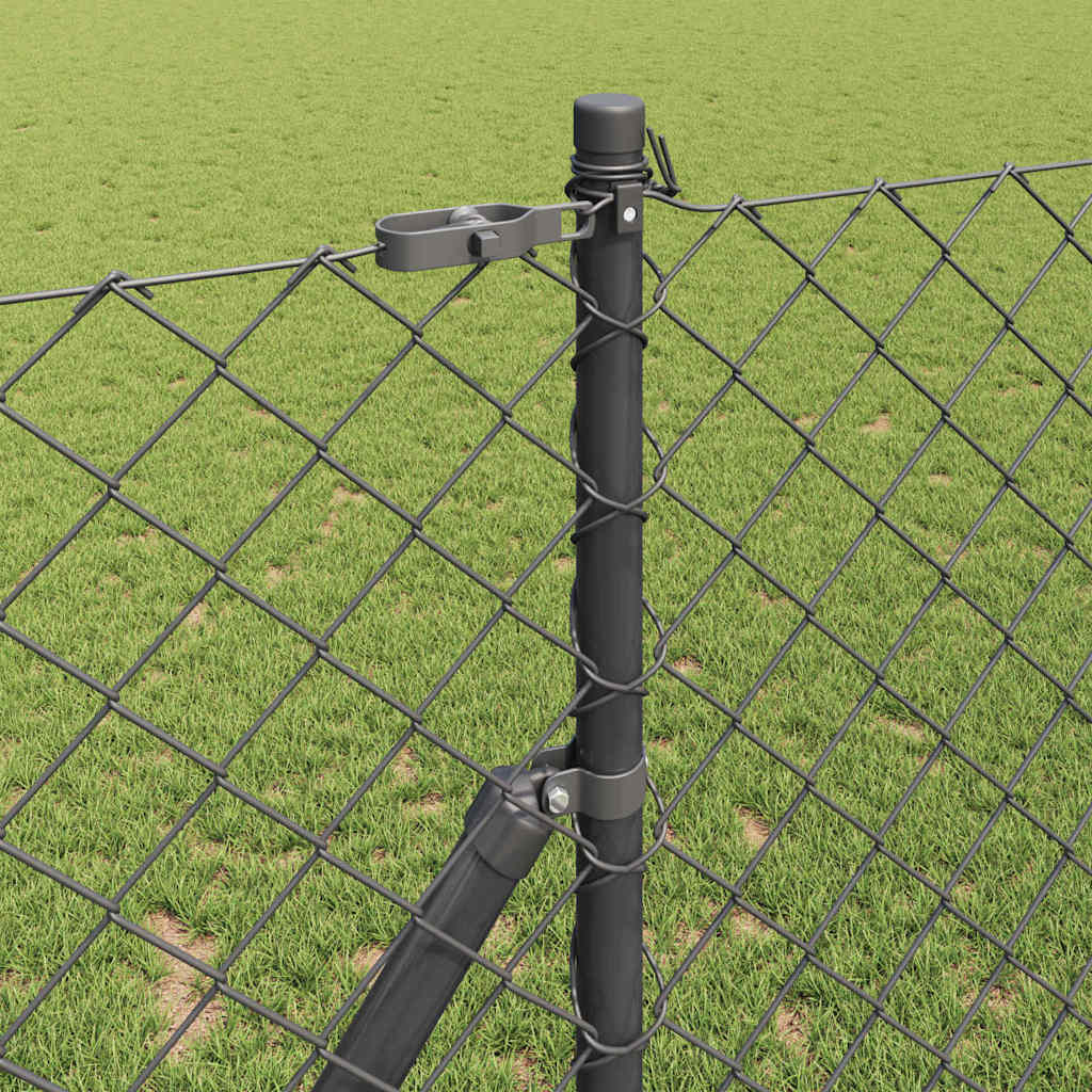 Chain Link Fence with Posts Grey 1.2 x 10 m Steel