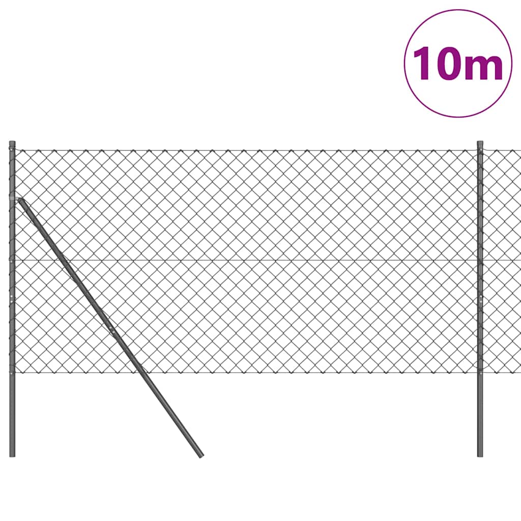 Chain Link Fence with Posts Grey 1.2 x 10 m Steel