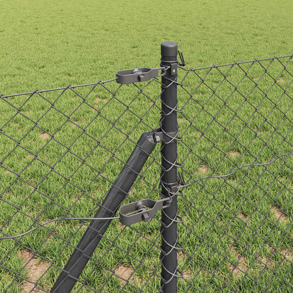 Chain Link Fence with Posts Grey 0.6 x 25 m Steel