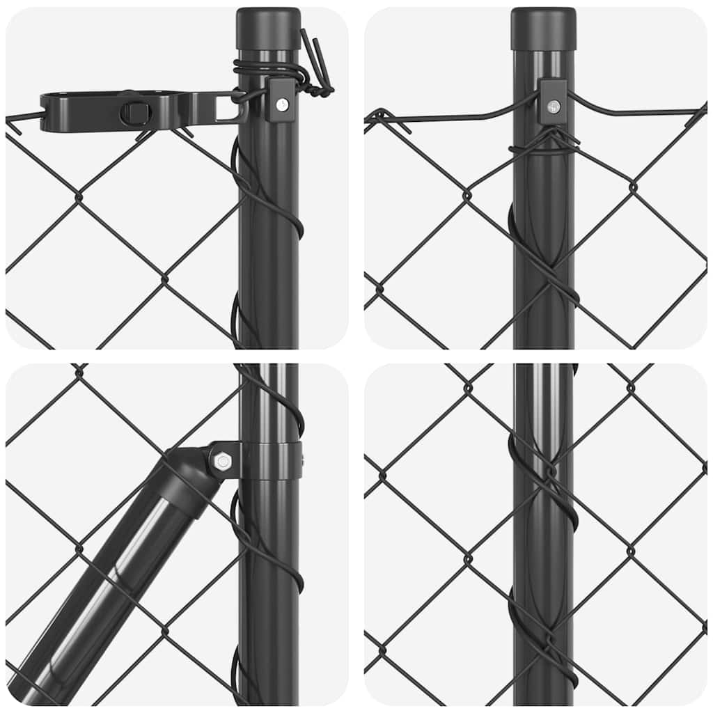 Chain Link Fence with Posts Grey 0.6 x 25 m Steel