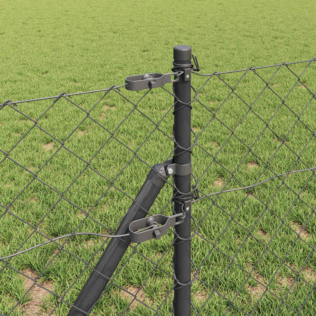 Chain Link Fence with Posts Grey 0.6 x 25 m Steel
