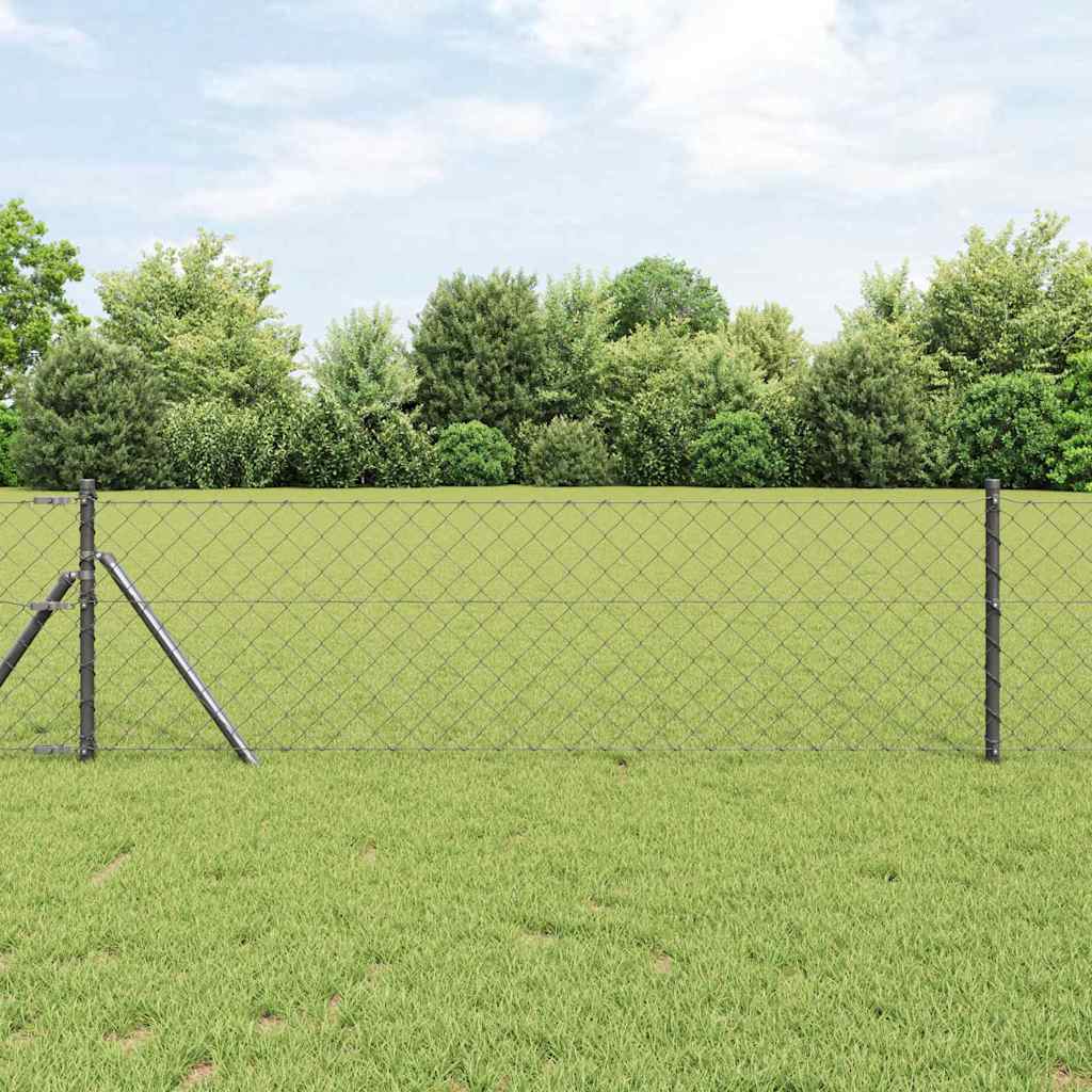 Chain Link Fence with Posts Grey 0.6 x 25 m Steel