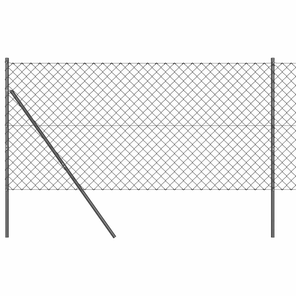 Chain Link Fence with Posts Grey 1.4 x 25 m Steel