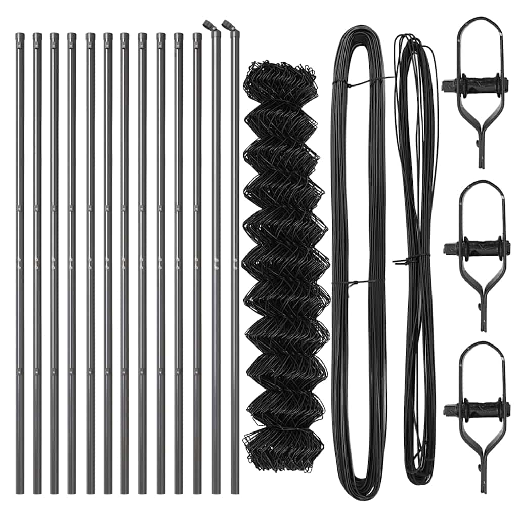 Chain Link Fence with Posts Grey 1.4 x 25 m Steel