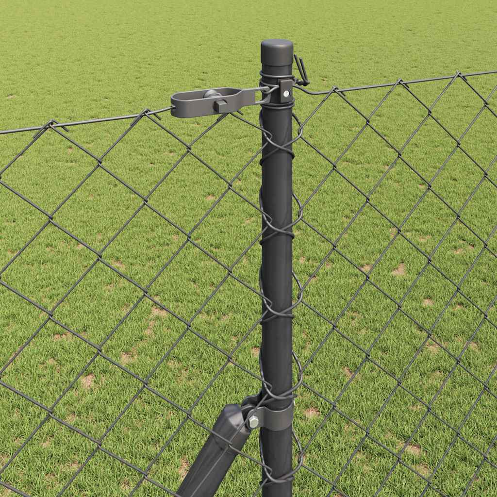 Chain Link Fence with Posts Grey 1.6 x 25 m Steel