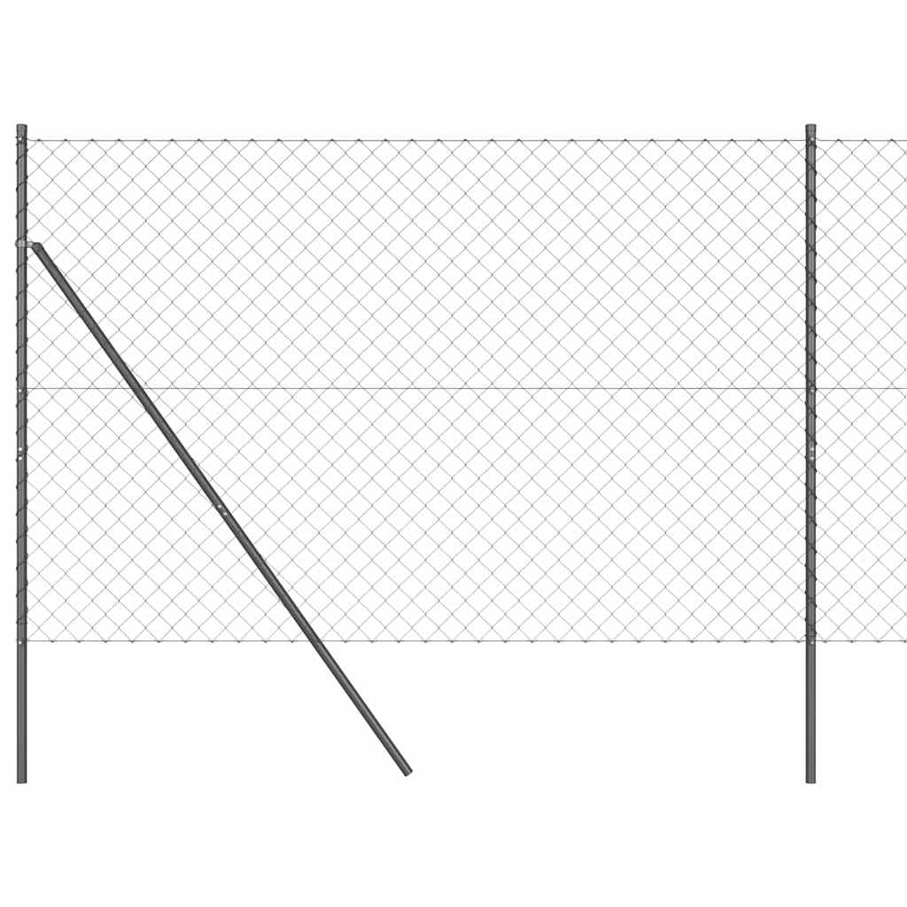 Chain Link Fence with Posts Grey 1.6 x 25 m Steel
