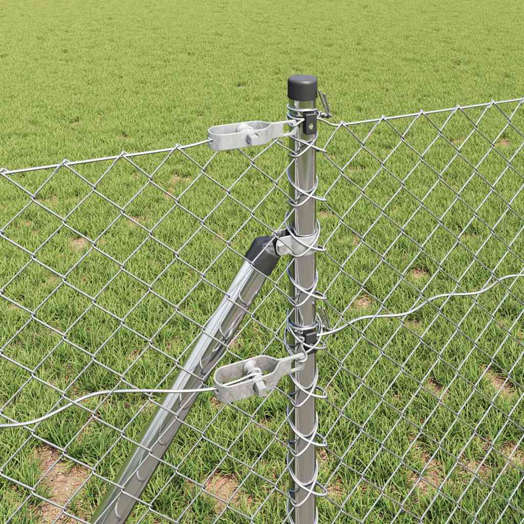 Chain Link Fence with Posts Silver 0.6 x 10 m Steel