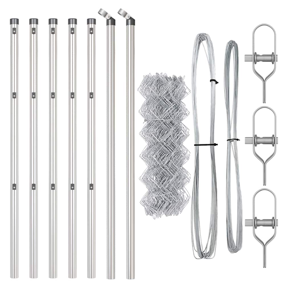Chain Link Fence with Posts Silver 0.6 x 10 m Steel