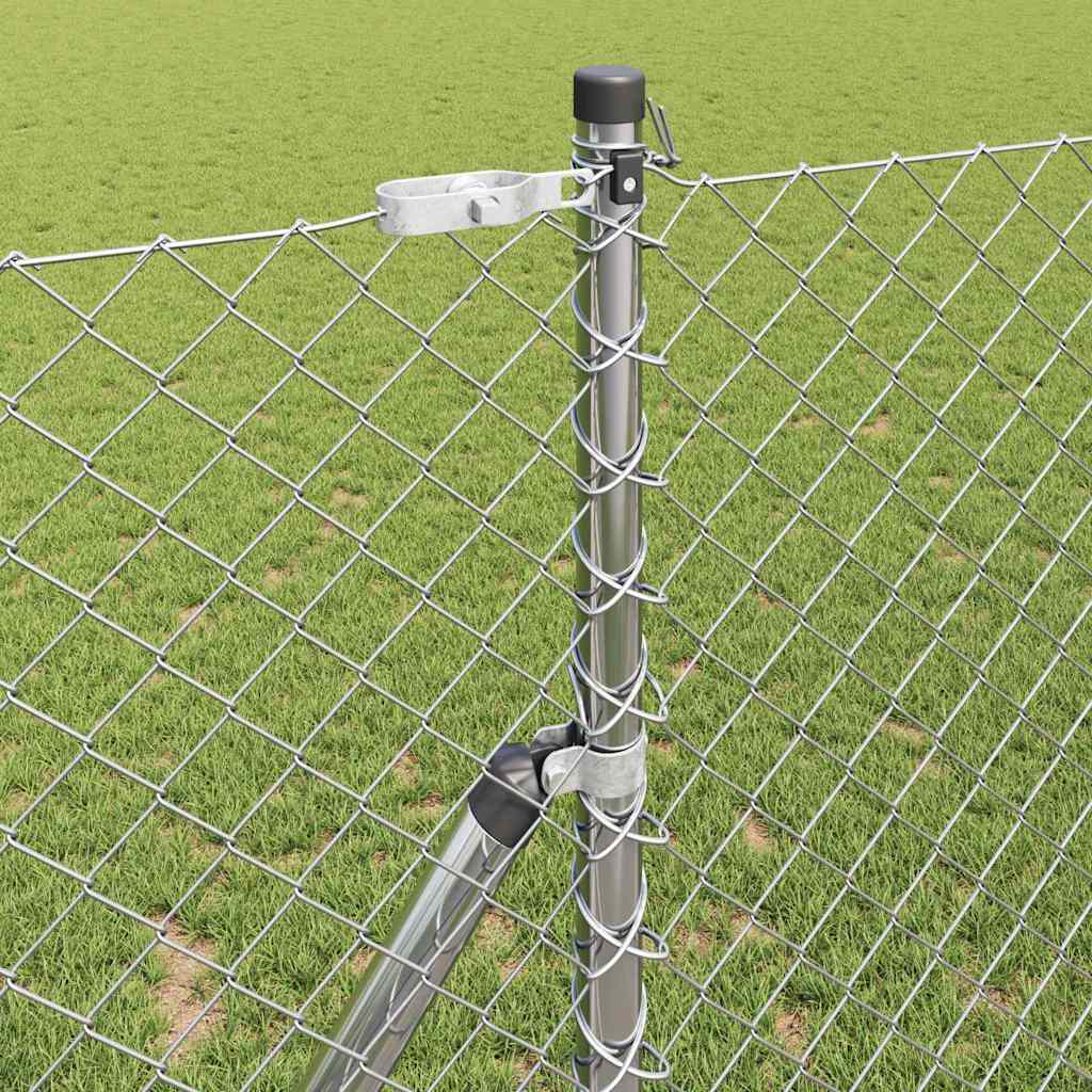 Chain Link Fence with Posts Silver 1.2 x 10 m Steel
