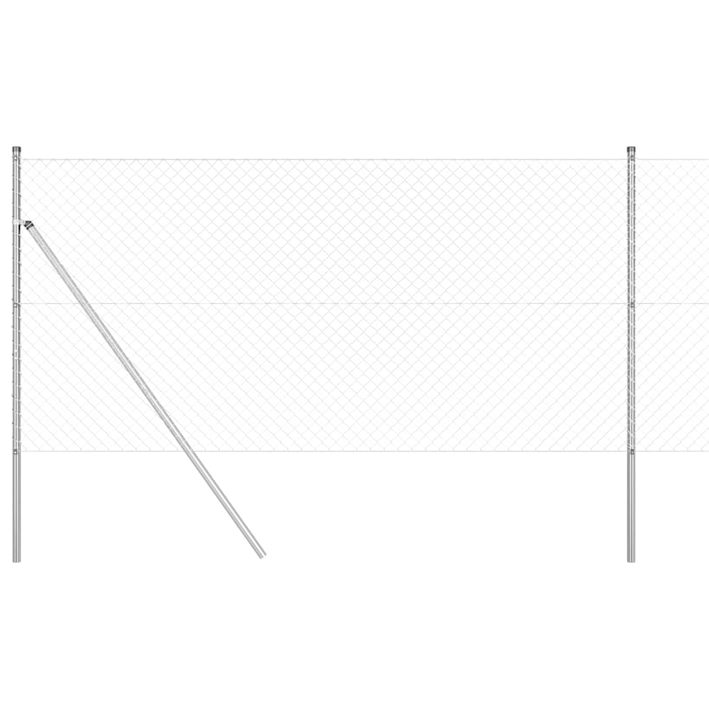 Chain Link Fence with Posts Silver 1.2 x 10 m Steel
