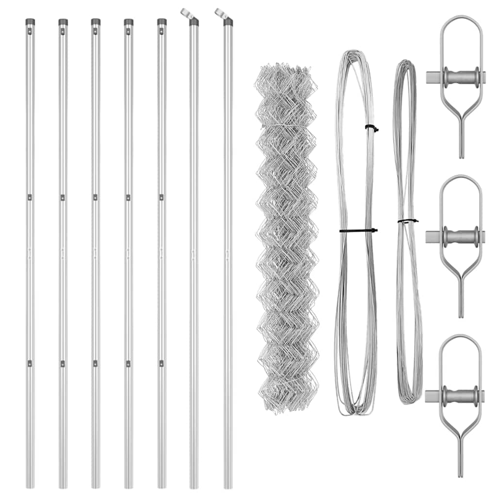 Chain Link Fence with Posts Silver 1.2 x 10 m Steel