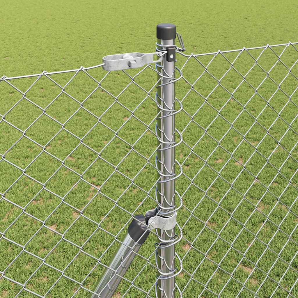Chain Link Fence with Posts Silver 1.5 x 10 m Steel