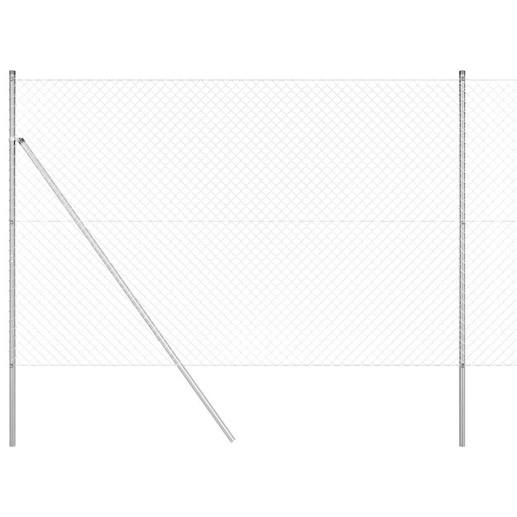 Chain Link Fence with Posts Silver 1.5 x 10 m Steel
