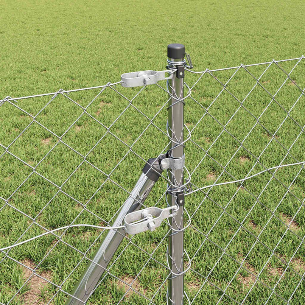 Chain Link Fence with Posts Silver 0.4 x 10 m Steel