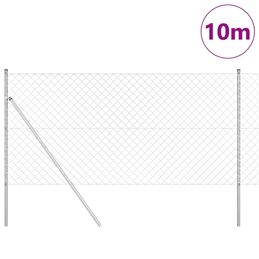 Chain Link Fence with Posts Silver 1.4 x 10 m Steel