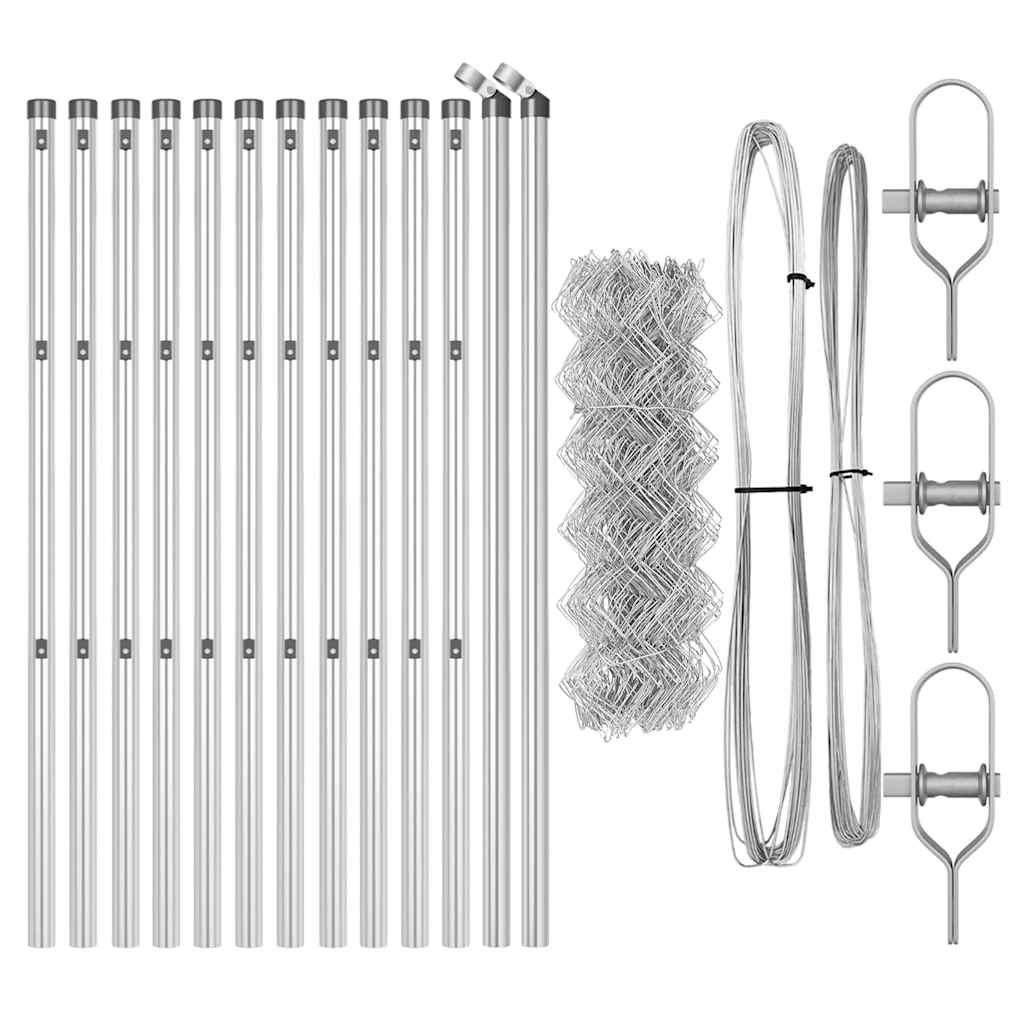 Chain Link Fence with Posts Silver 0.8 x 25 m Steel