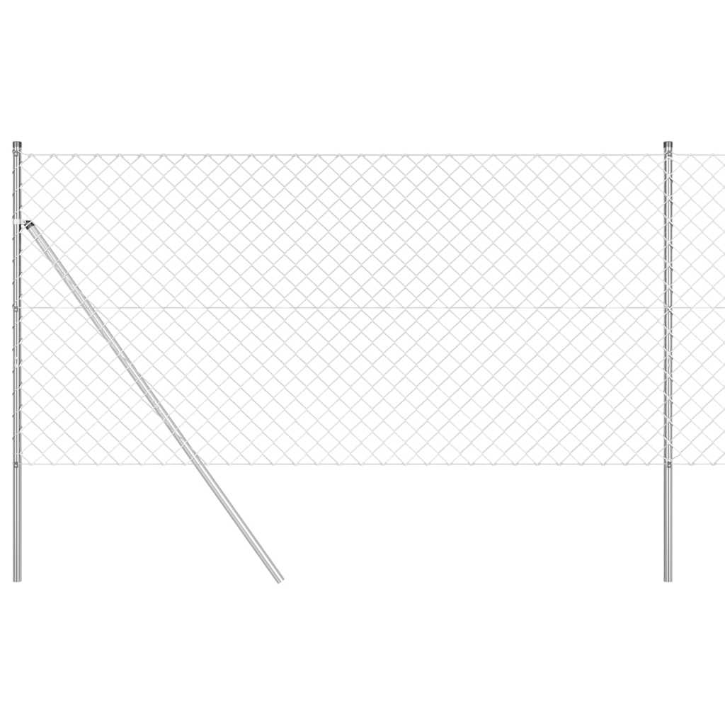Chain Link Fence with Posts Silver 1.2 x 25 m Steel