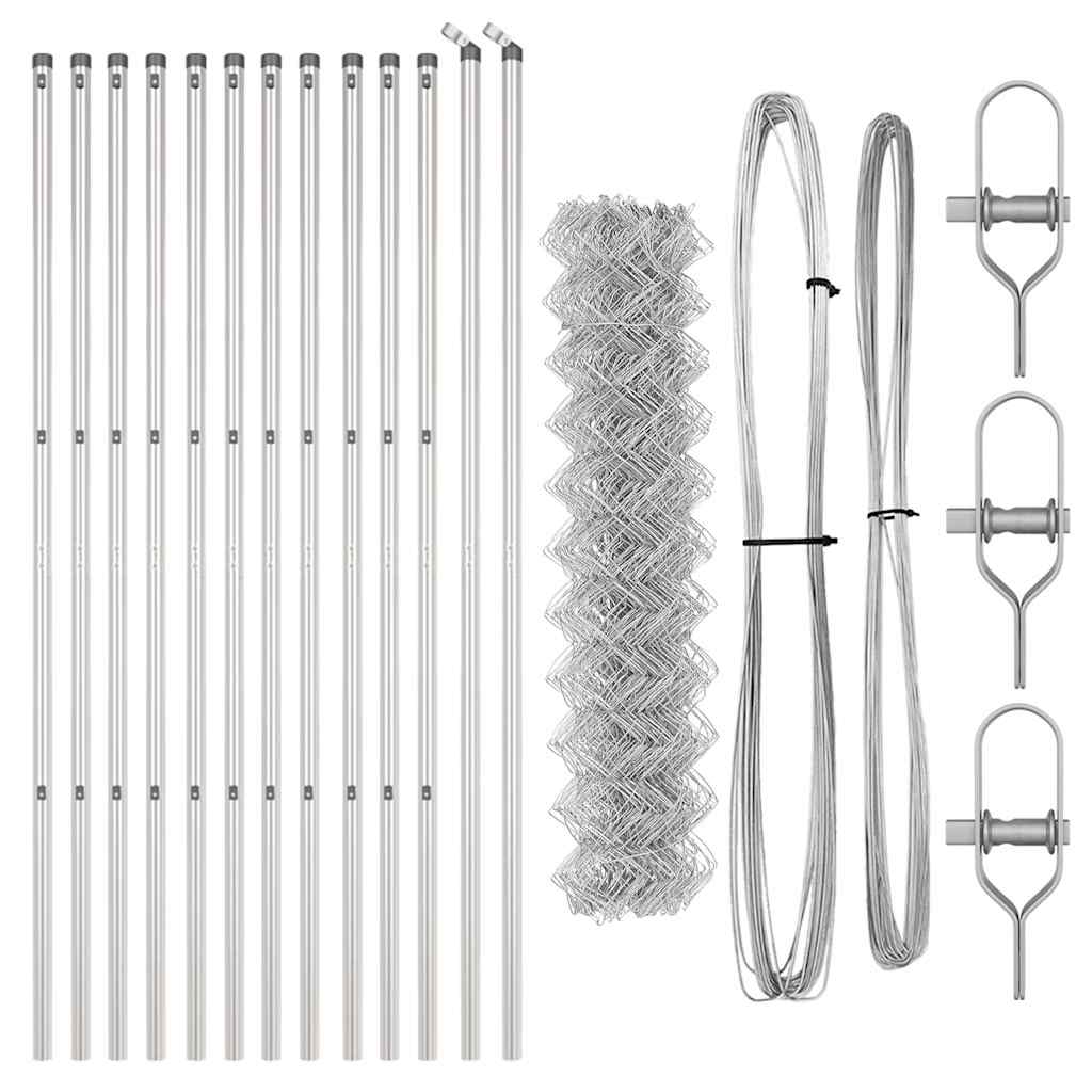 Chain Link Fence with Posts Silver 1.2 x 25 m Steel