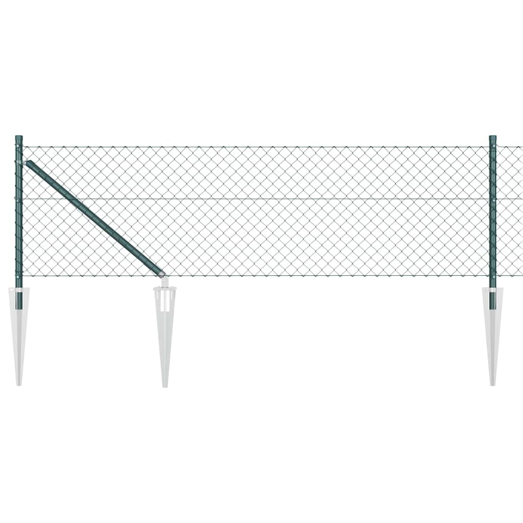 Chain Link Fence with Posts Green 0.4 x 10 m Steel
