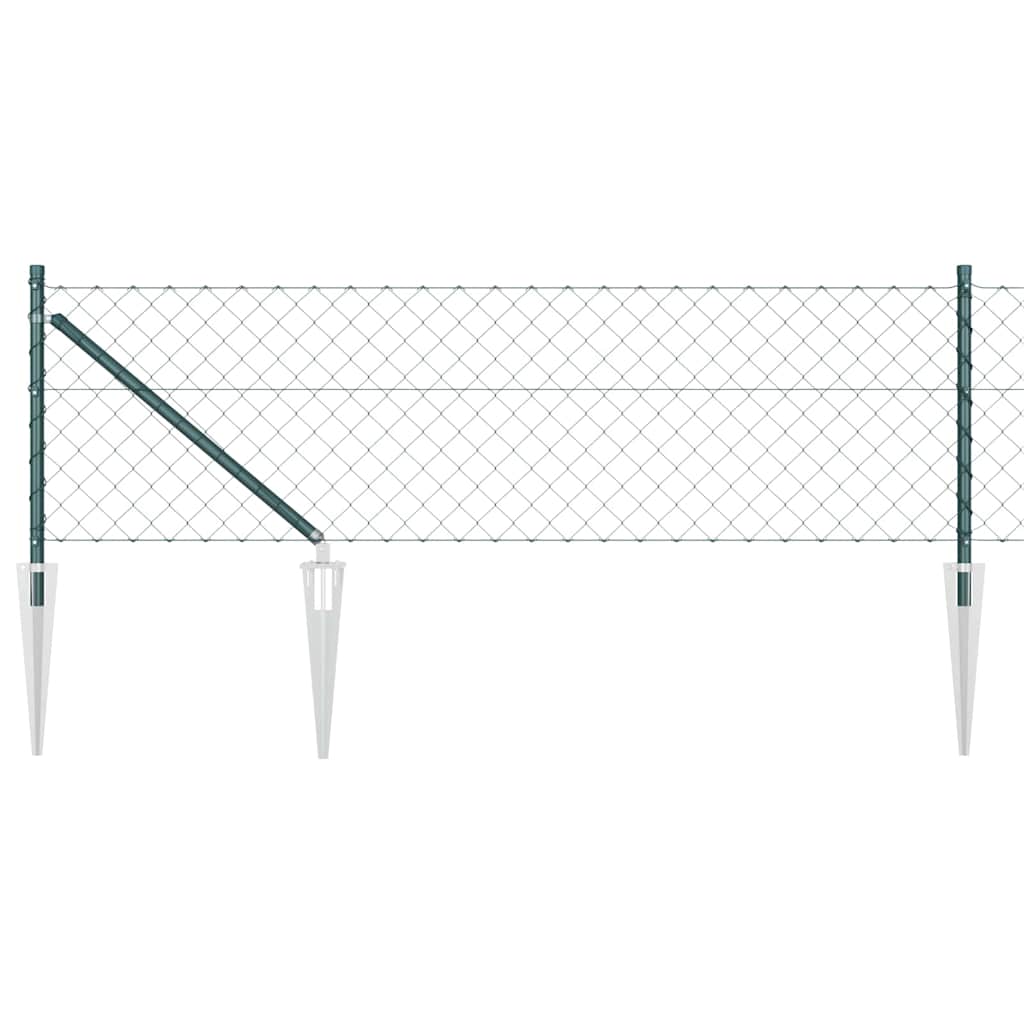 Chain Link Fence with Posts Green 0.8 x 10 m Steel