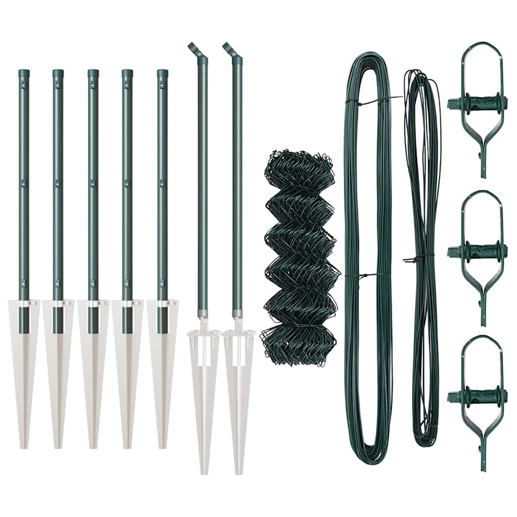 Chain Link Fence with Posts Green 0.8 x 10 m Steel