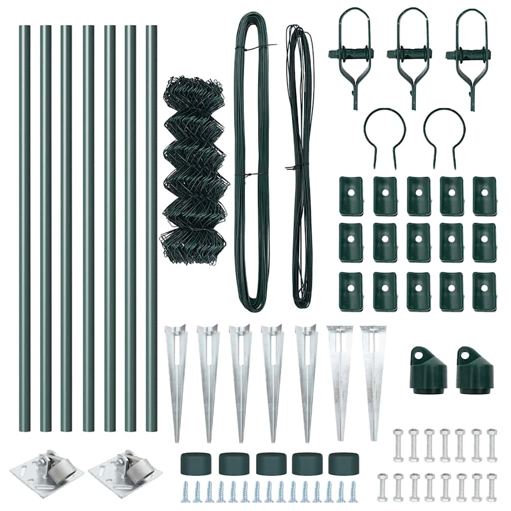Chain Link Fence with Posts Green 0.8 x 10 m Steel