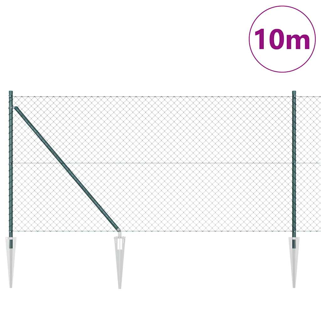 Chain Link Fence with Posts Green 1 x 10 m Steel