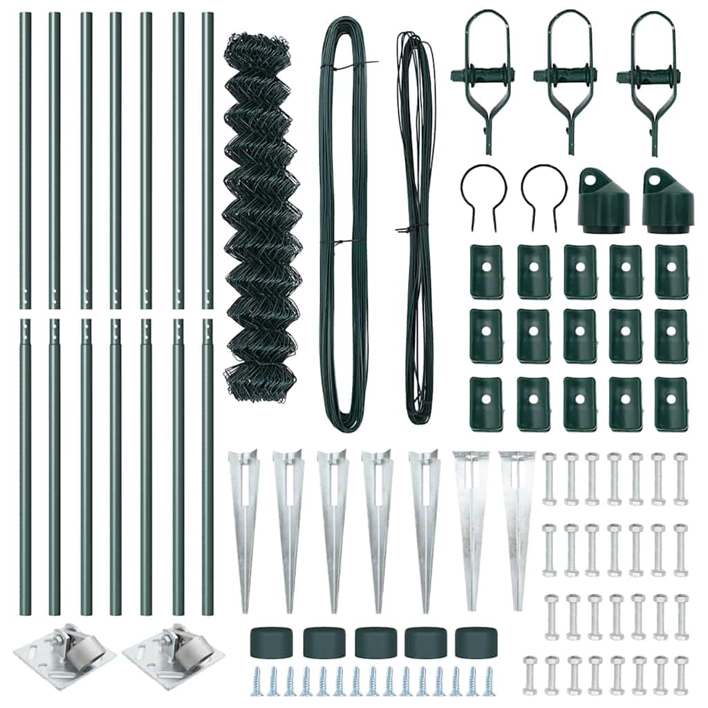 Chain Link Fence with Posts Green 1.2 x 10 m Steel