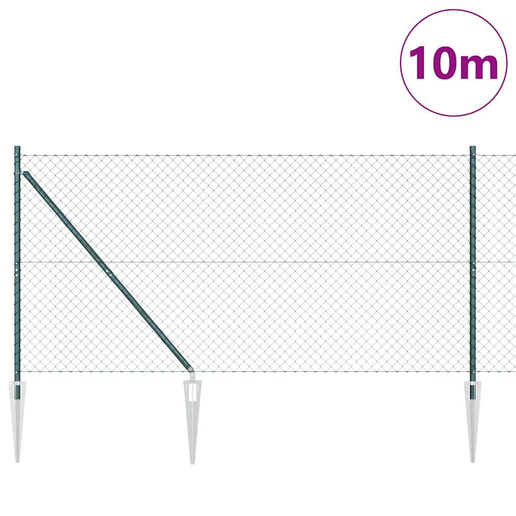 Chain Link Fence with Posts Green 1.2 x 10 m Steel