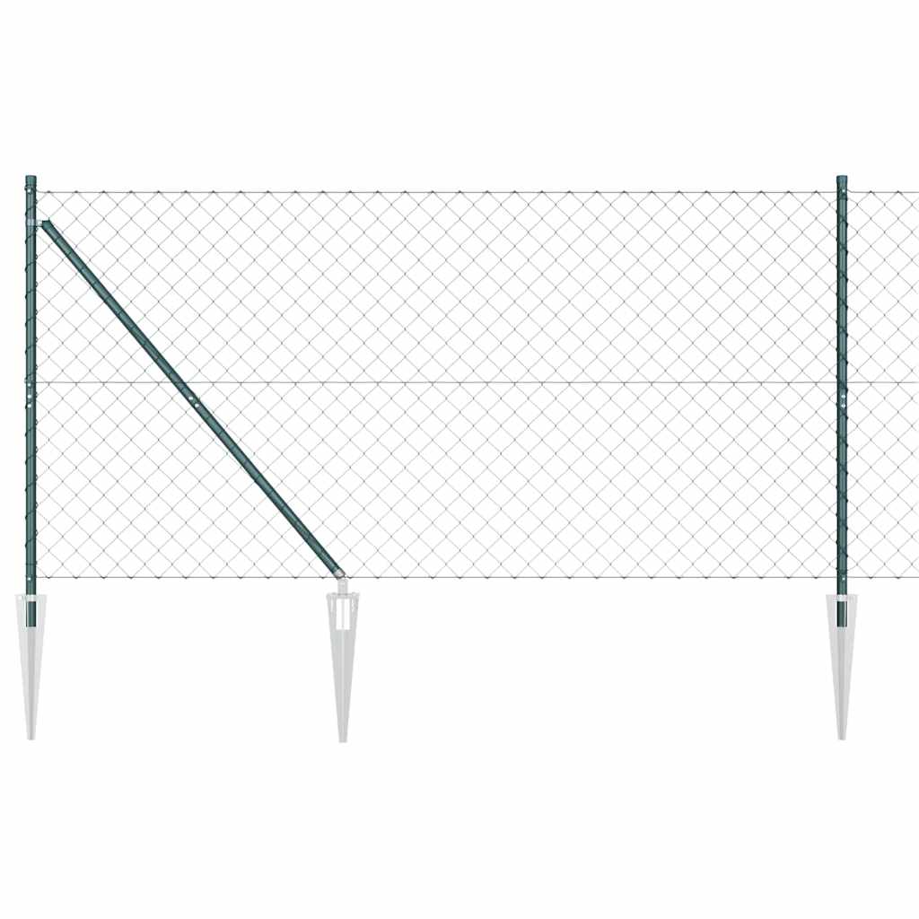 Chain Link Fence with Posts Green 1.4 x 10 m Steel