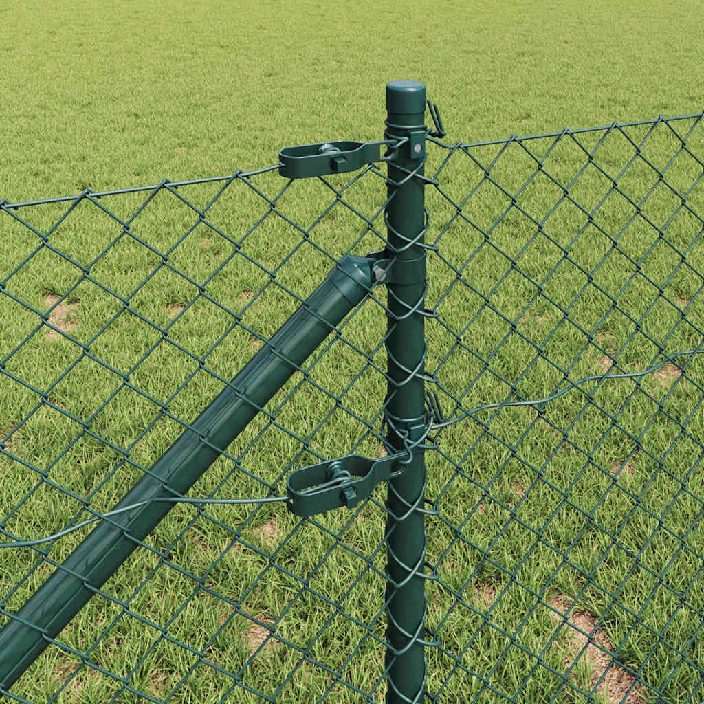 Chain Link Fence with Posts Green 0.4 x 10 m Steel