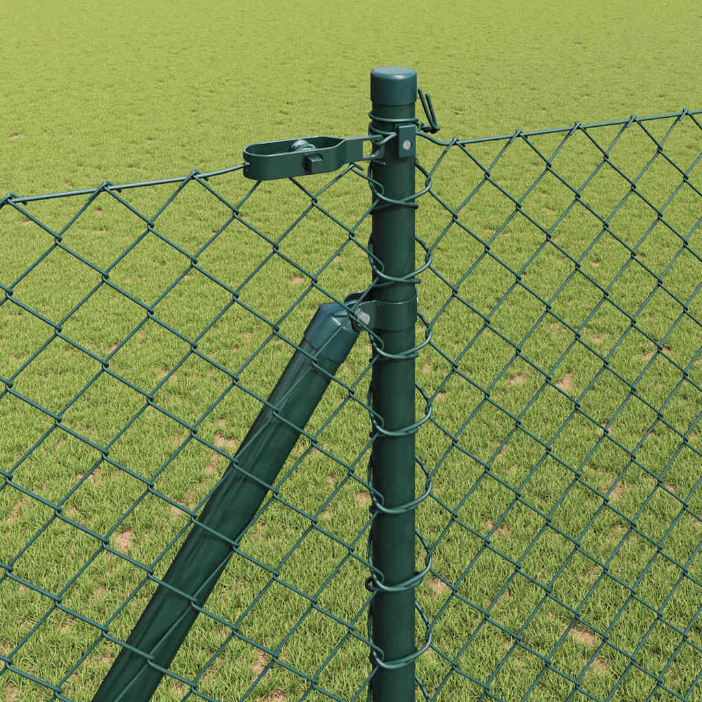 Chain Link Fence with Posts Green 1.5 x 10 m Steel