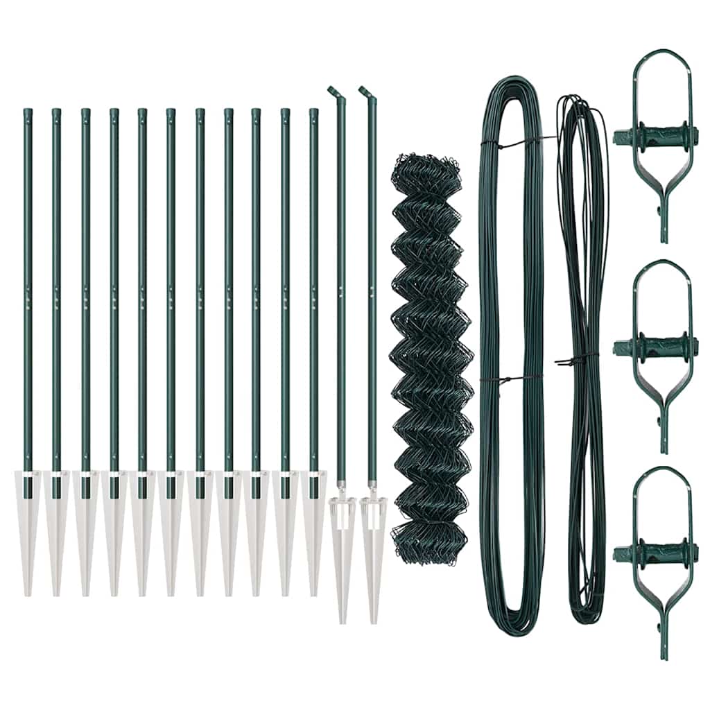 Chain Link Fence with Posts Green 1.2 x 25 m Steel