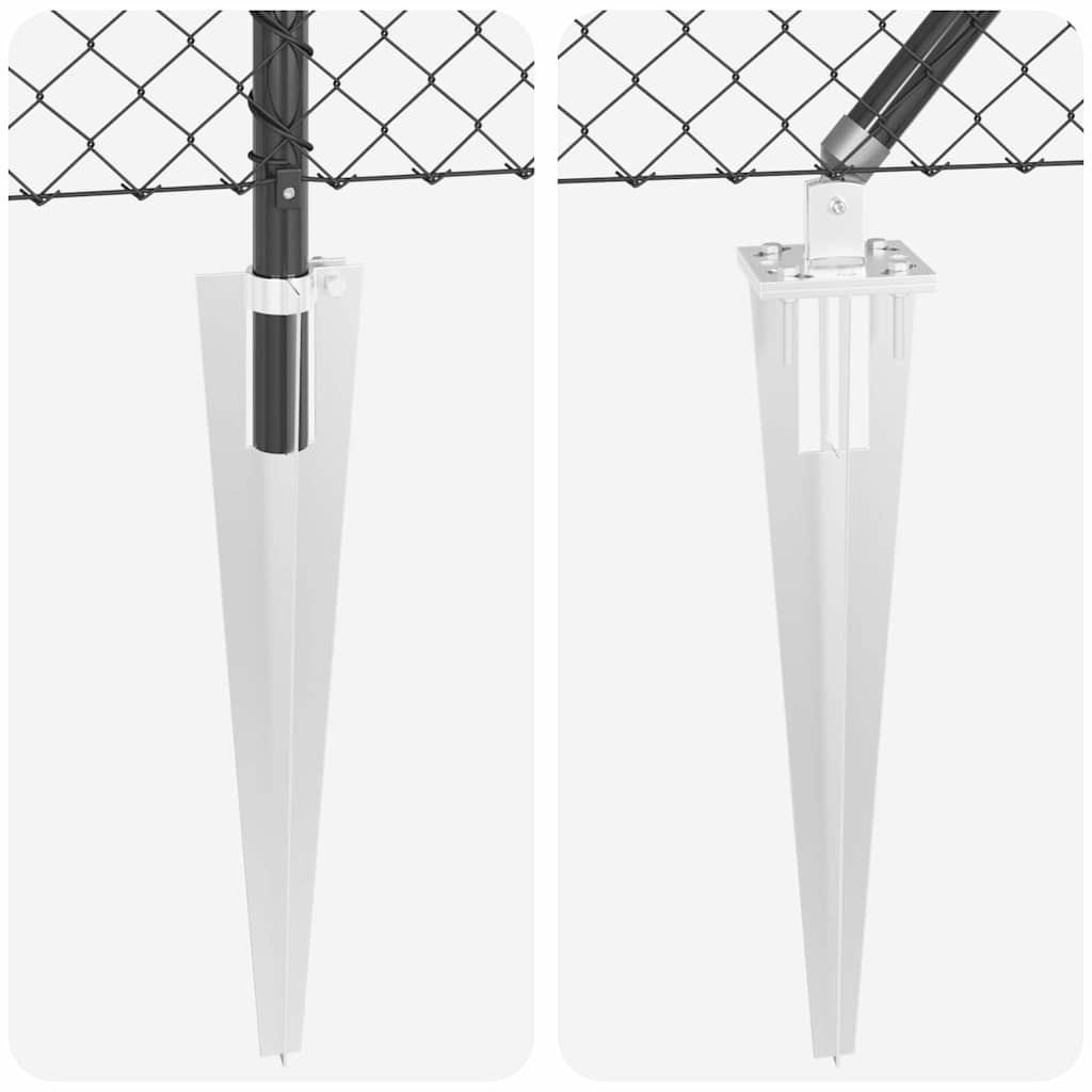 Chain Link Fence with Posts Grey 0.4 x 10 m Steel