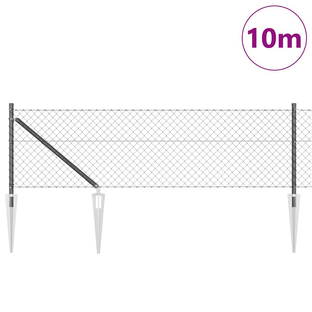 Chain Link Fence with Posts Grey 0.4 x 10 m Steel