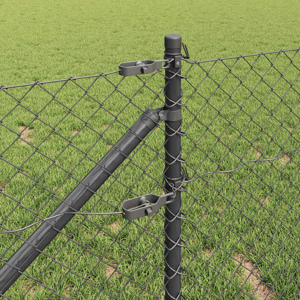 Chain Link Fence with Posts Grey 0.8 x 10 m Steel