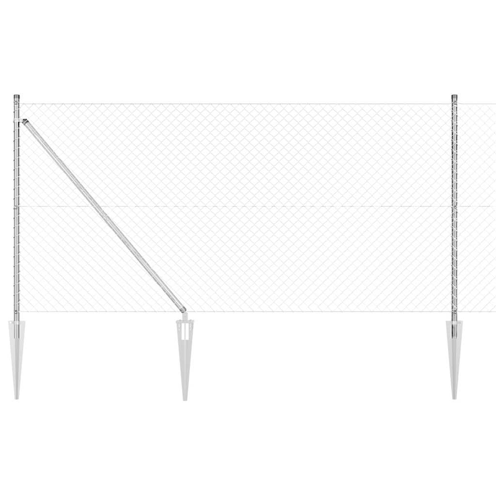 Chain Link Fence with Posts Silver 1 x 10 m Steel