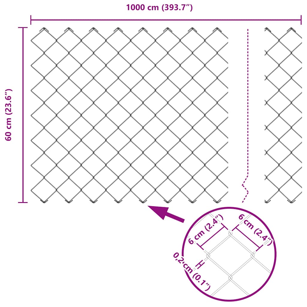 Chain Link Fence with Posts Silver 0.6 x 10 m Steel