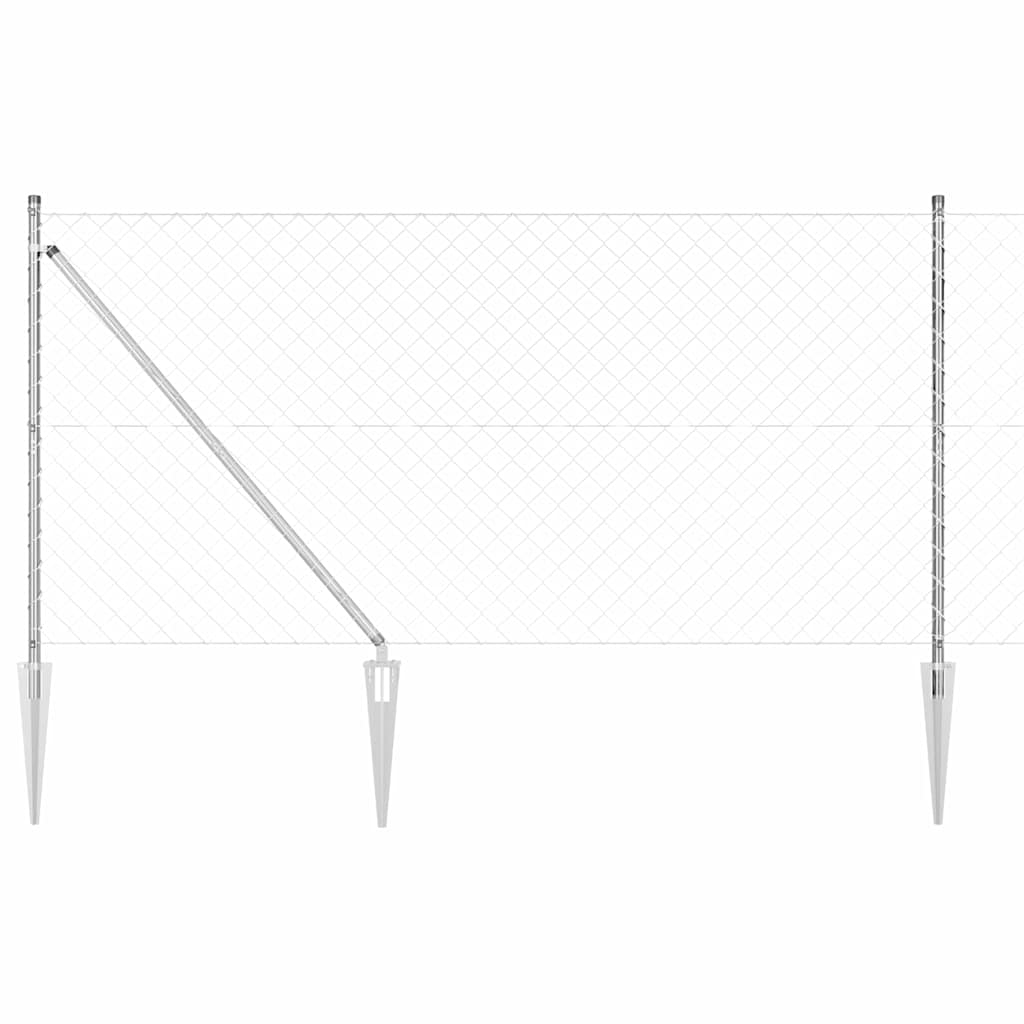 Chain Link Fence with Posts Silver 1.4 x 10 m Steel