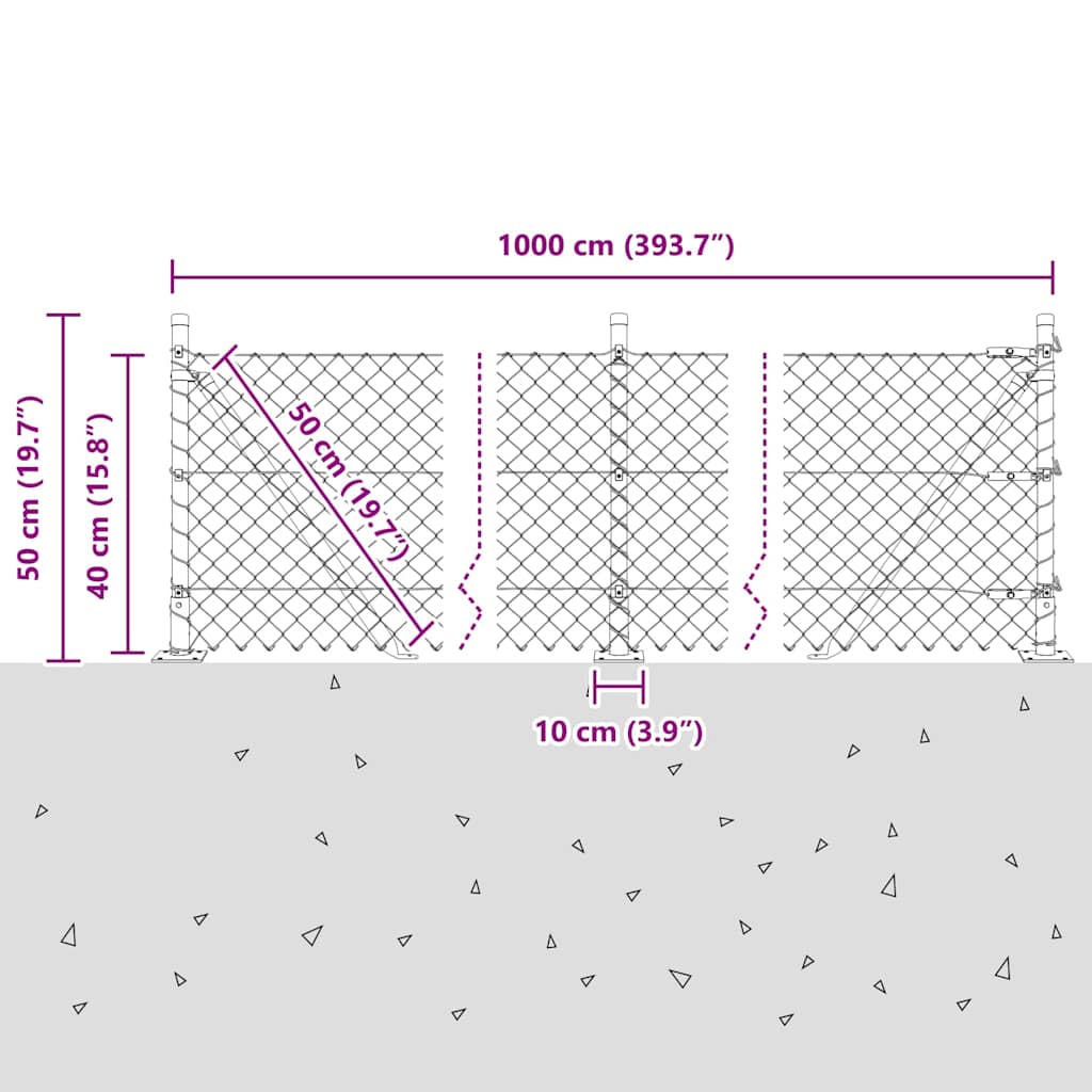 Chain Link Fence with Posts Green 0.4 x 10 m Steel