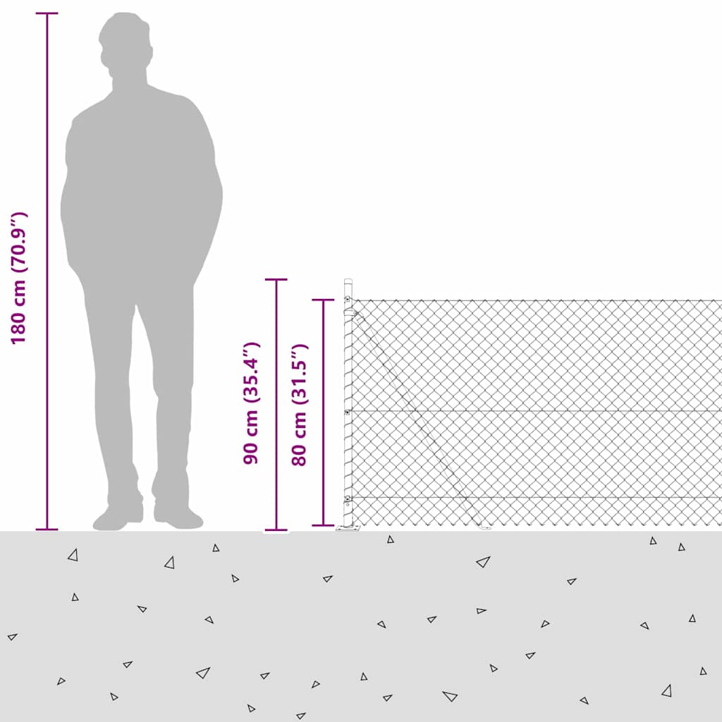 Chain Link Fence with Posts Green 0.8 x 10 m Steel