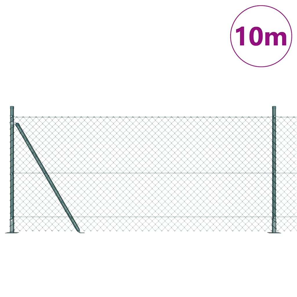 Chain Link Fence with Posts Green 0.8 x 10 m Steel