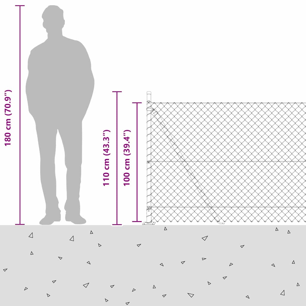 Chain Link Fence with Posts Green 1 x 10 m Steel
