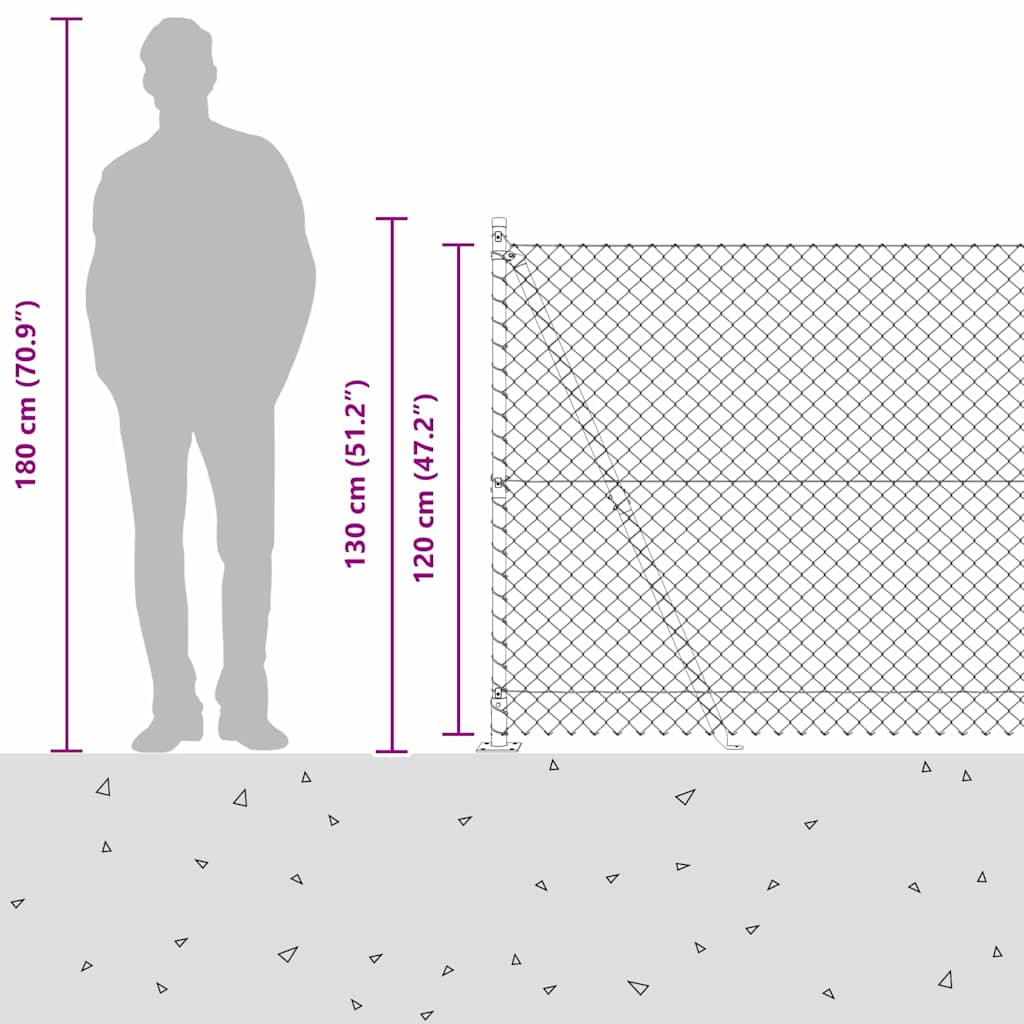Chain Link Fence with Posts Green 1.2 x 10 m Steel