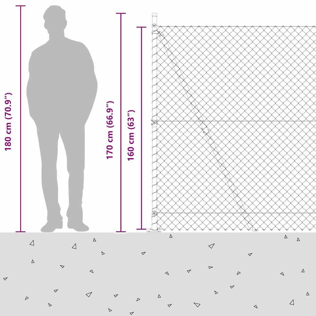 Chain Link Fence with Posts Green 1.6 x 10 m Steel